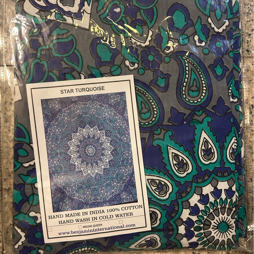 Blue and Green Paisley Cotton Fabric Tapestry